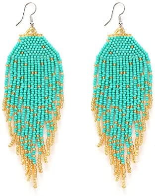 DOT LOOK SEED BEAD DANGLE EARRING