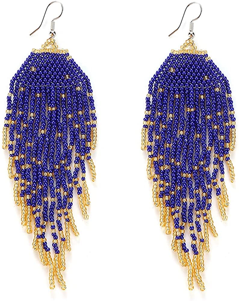 DOT LOOK SEED BEAD DANGLE EARRING