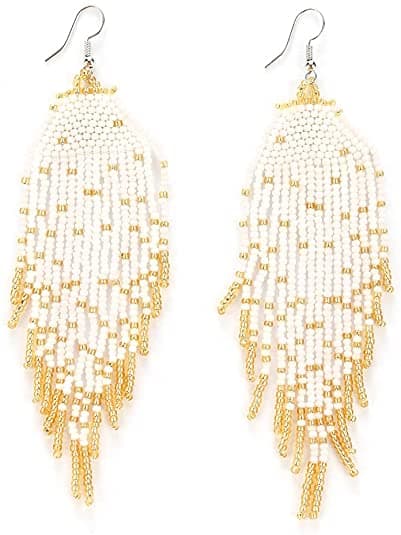 DOT LOOK SEED BEAD DANGLE EARRING