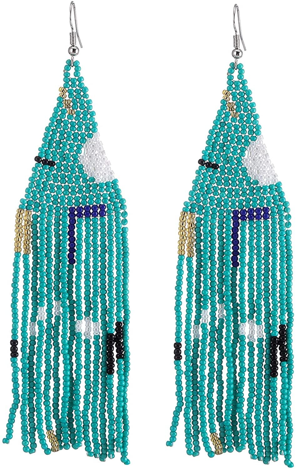 SHAPES DESIGN SEED BEAD DANGLE EARRING