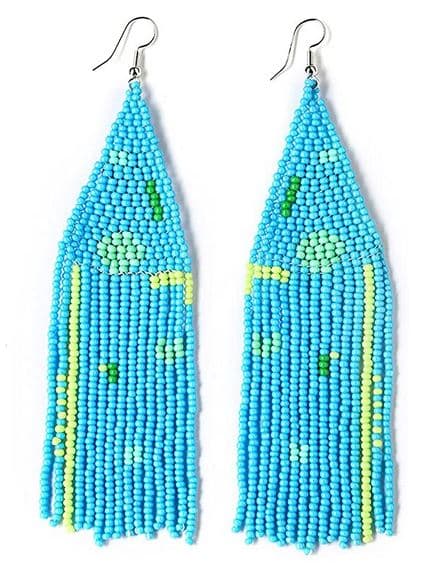 SHAPES DESIGN SEED BEAD DANGLE EARRING