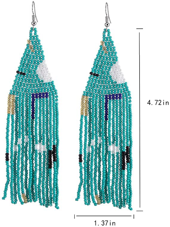 SHAPES DESIGN SEED BEAD DANGLE EARRING