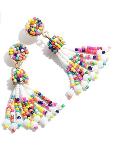 BEADED TASSEL EARRING