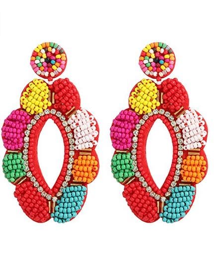 FLOWER DESIGN BEADED SUMMER EARRING