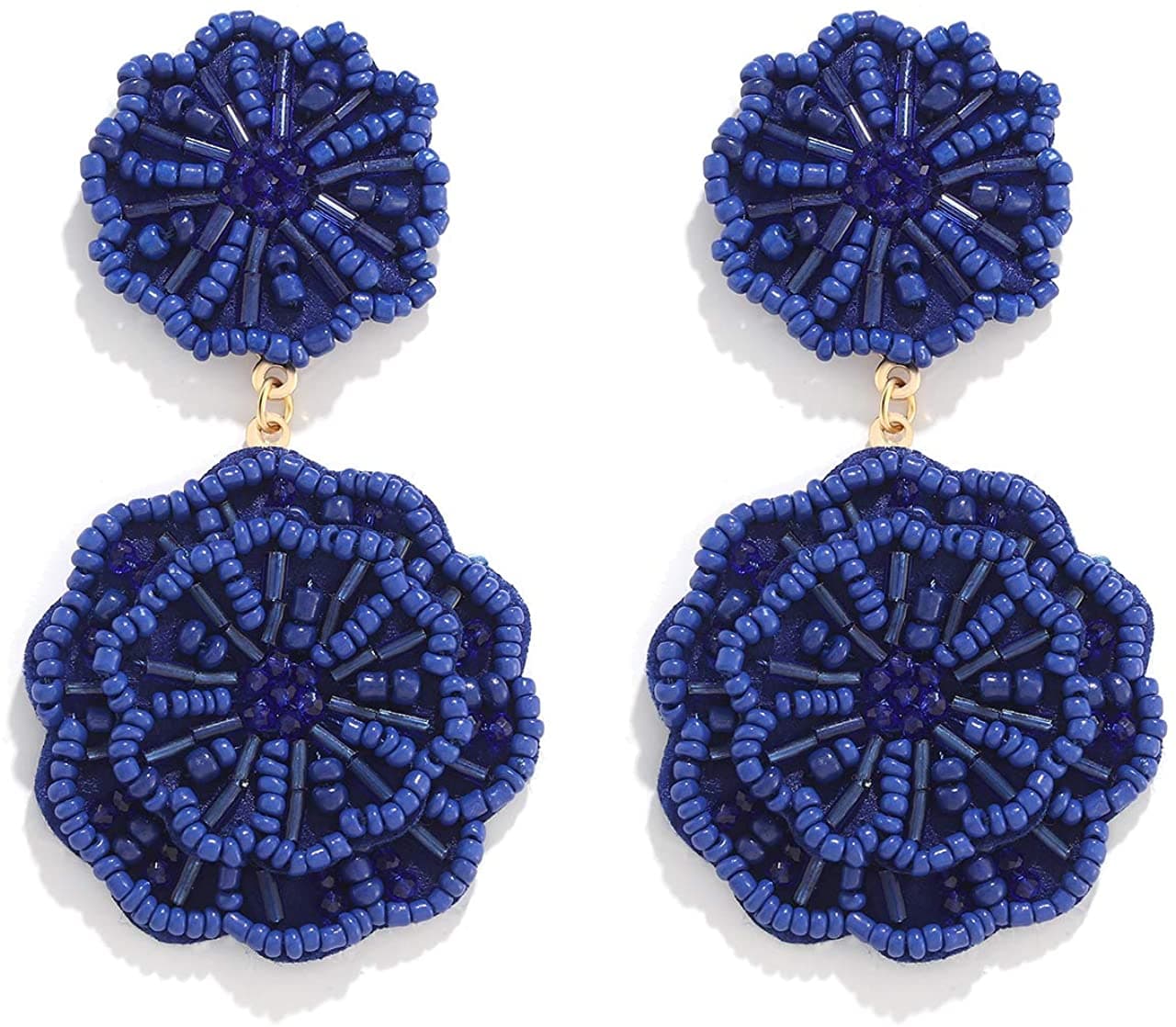 FLOWER LAYERED DESIGN BEADED SUMMER EARRING