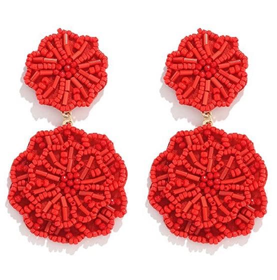 FLOWER LAYERED DESIGN BEADED SUMMER EARRING