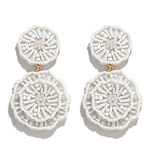 FLOWER LAYERED DESIGN BEADED SUMMER EARRING