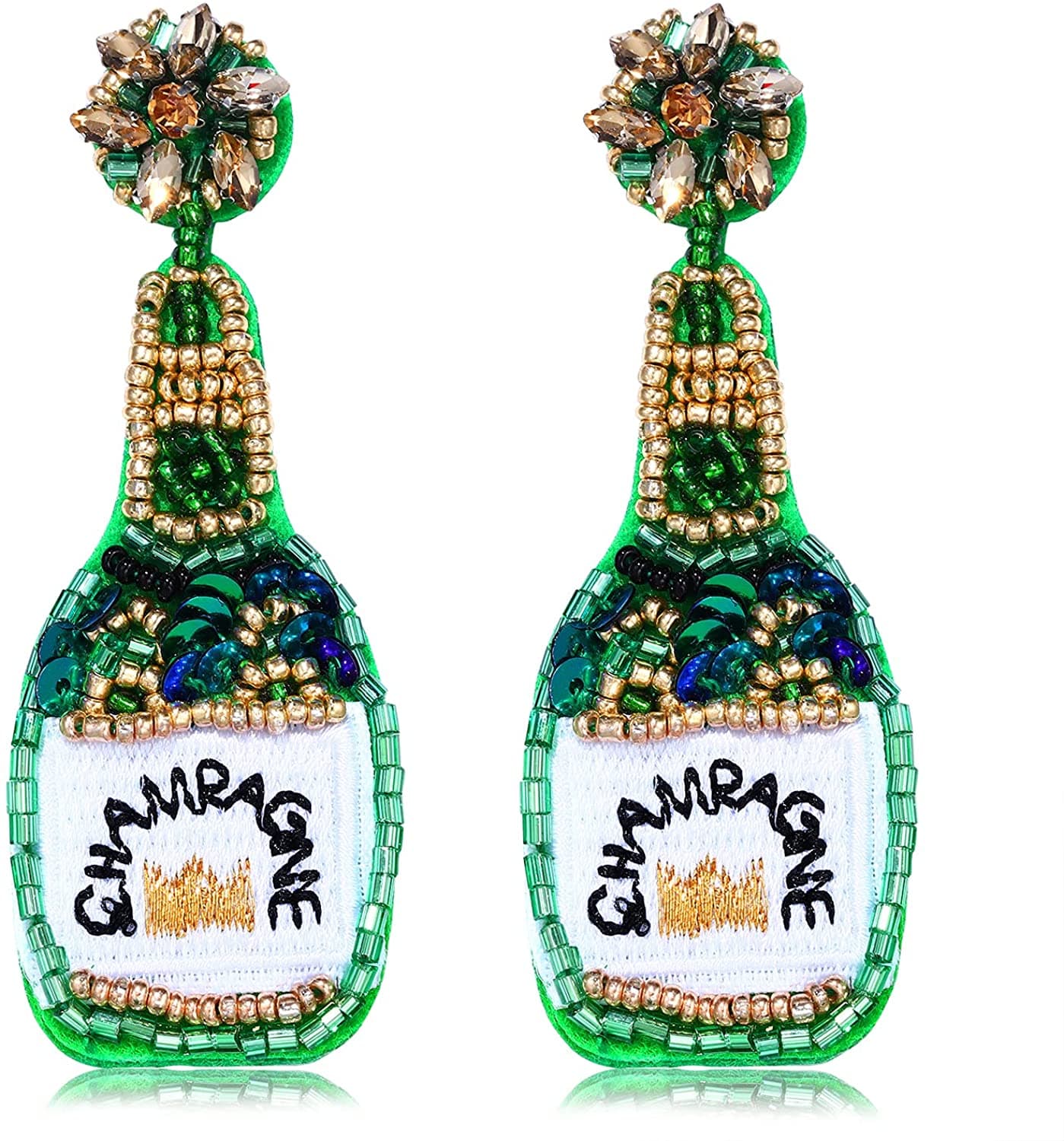 CHAMPAGNE DESIGN BEADED EARRING
