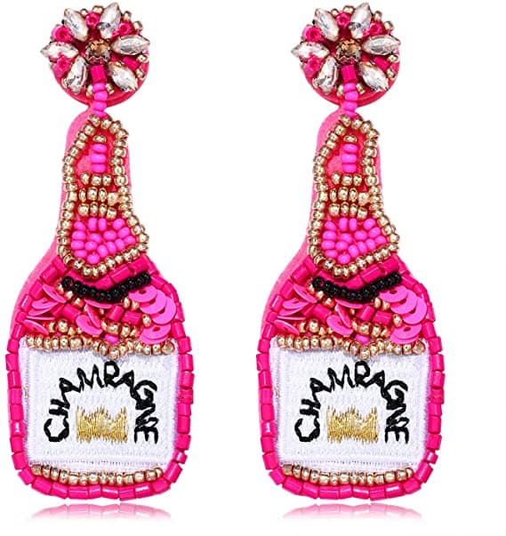 CHAMPAGNE DESIGN BEADED EARRING
