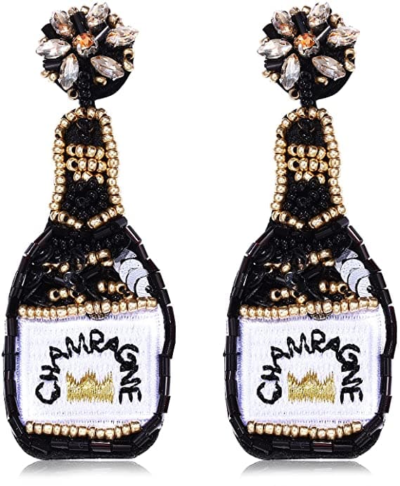CHAMPAGNE DESIGN BEADED EARRING