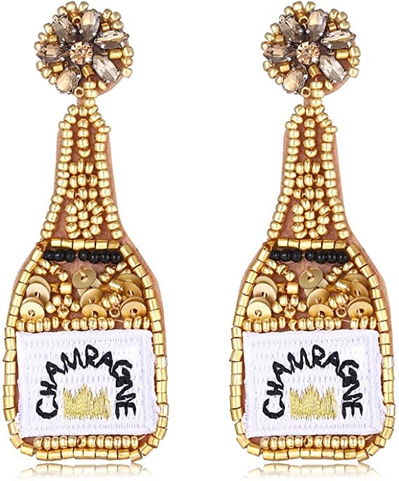 CHAMPAGNE DESIGN BEADED EARRING