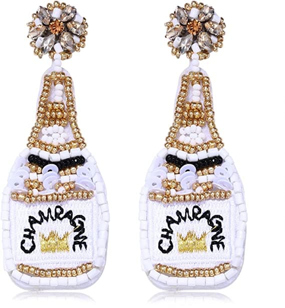 CHAMPAGNE DESIGN BEADED EARRING