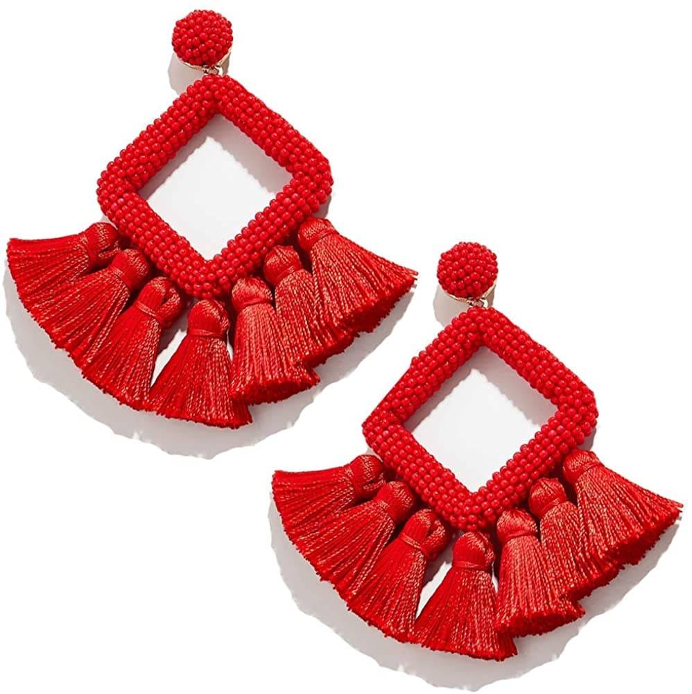 FRINGE DROP BEADED EARRING