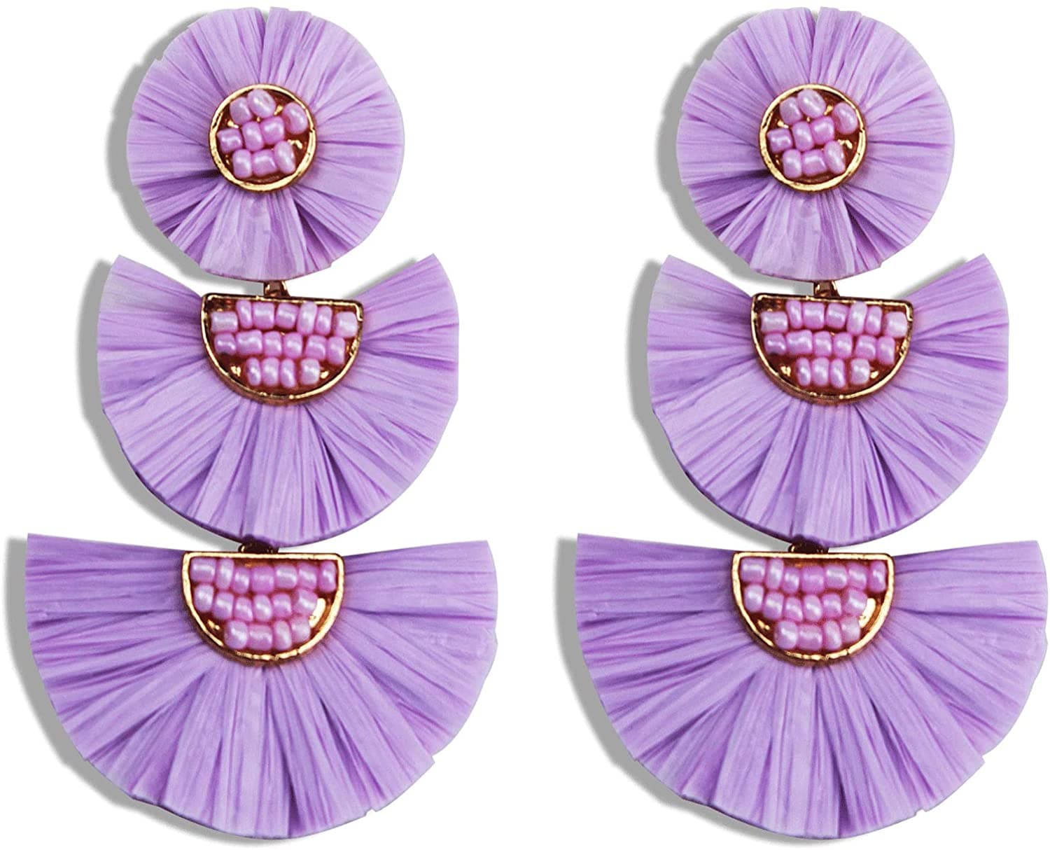 RAFFIA FRINGES LAYERED EARRING