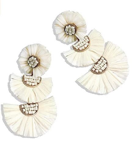 RAFFIA FRINGES LAYERED EARRING