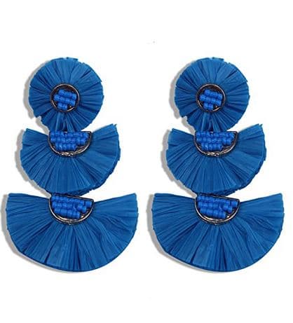 RAFFIA FRINGES LAYERED EARRING