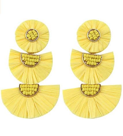 RAFFIA FRINGES LAYERED EARRING