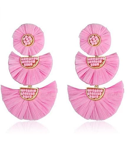RAFFIA FRINGES LAYERED EARRING