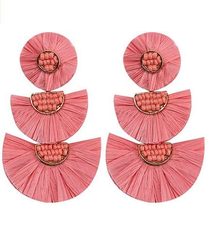 RAFFIA FRINGES LAYERED EARRING
