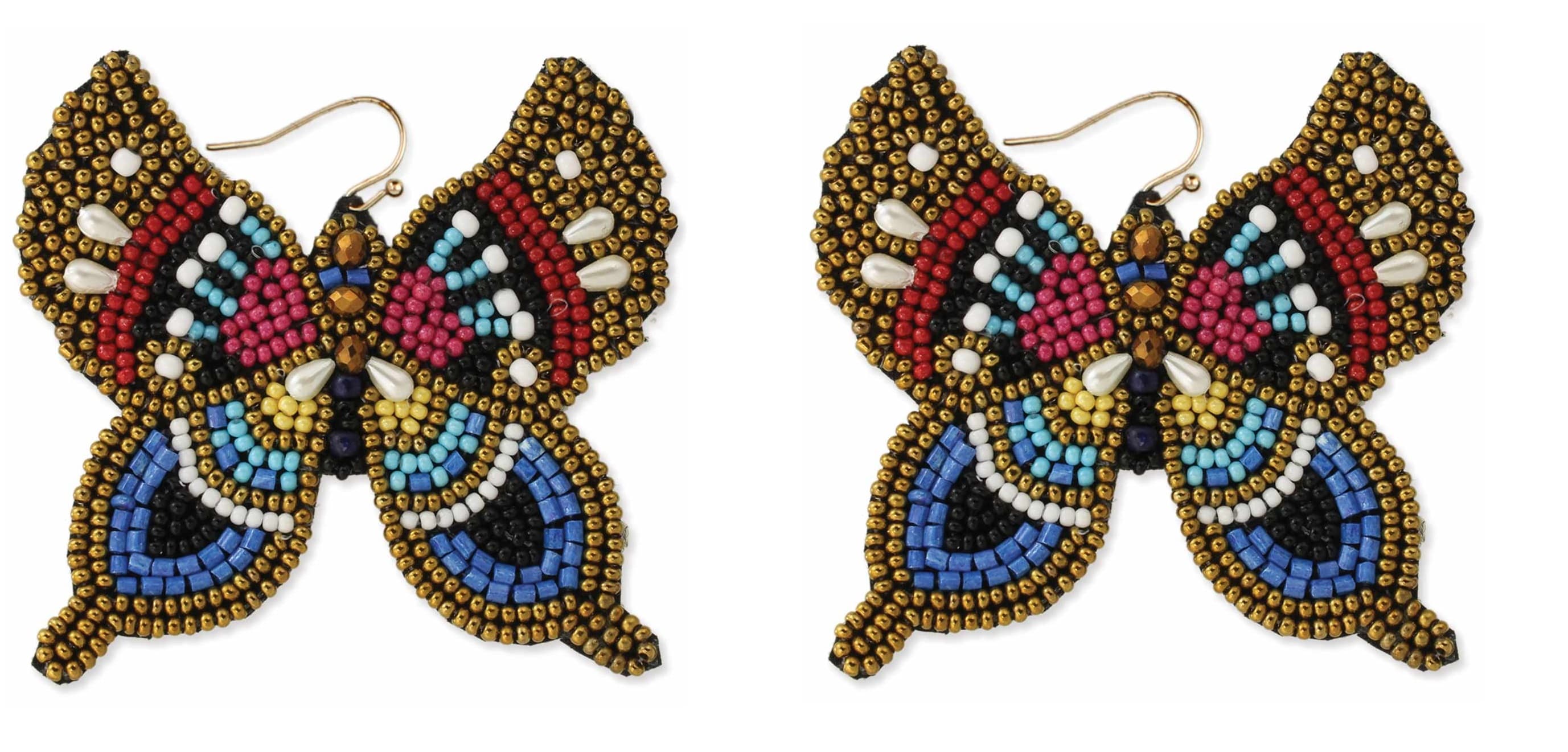 BRONZE MULTI BUTTERFLY DESIGN BEADED EARRING