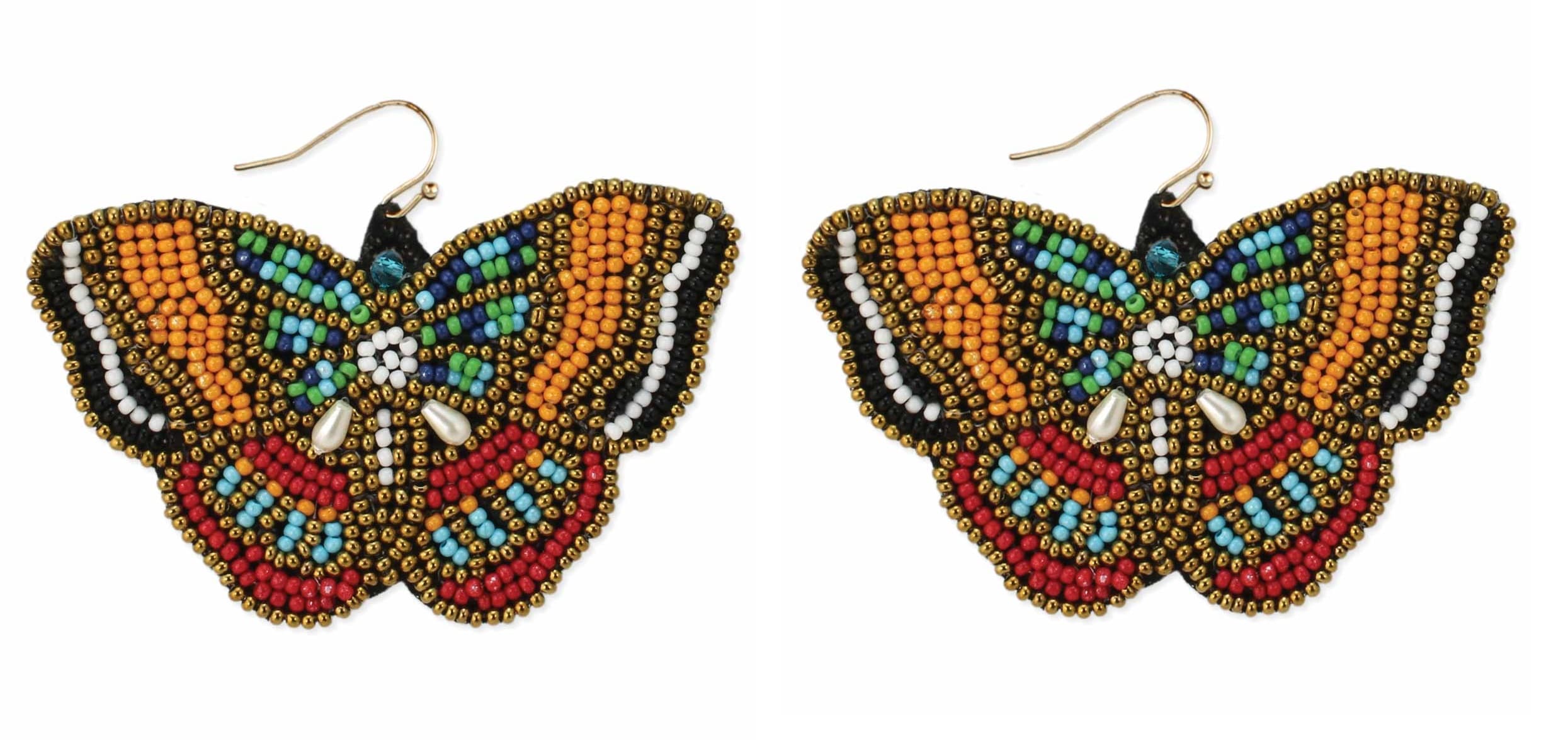 MULTI BUTTERFLY DESIGN BEADED EARRING