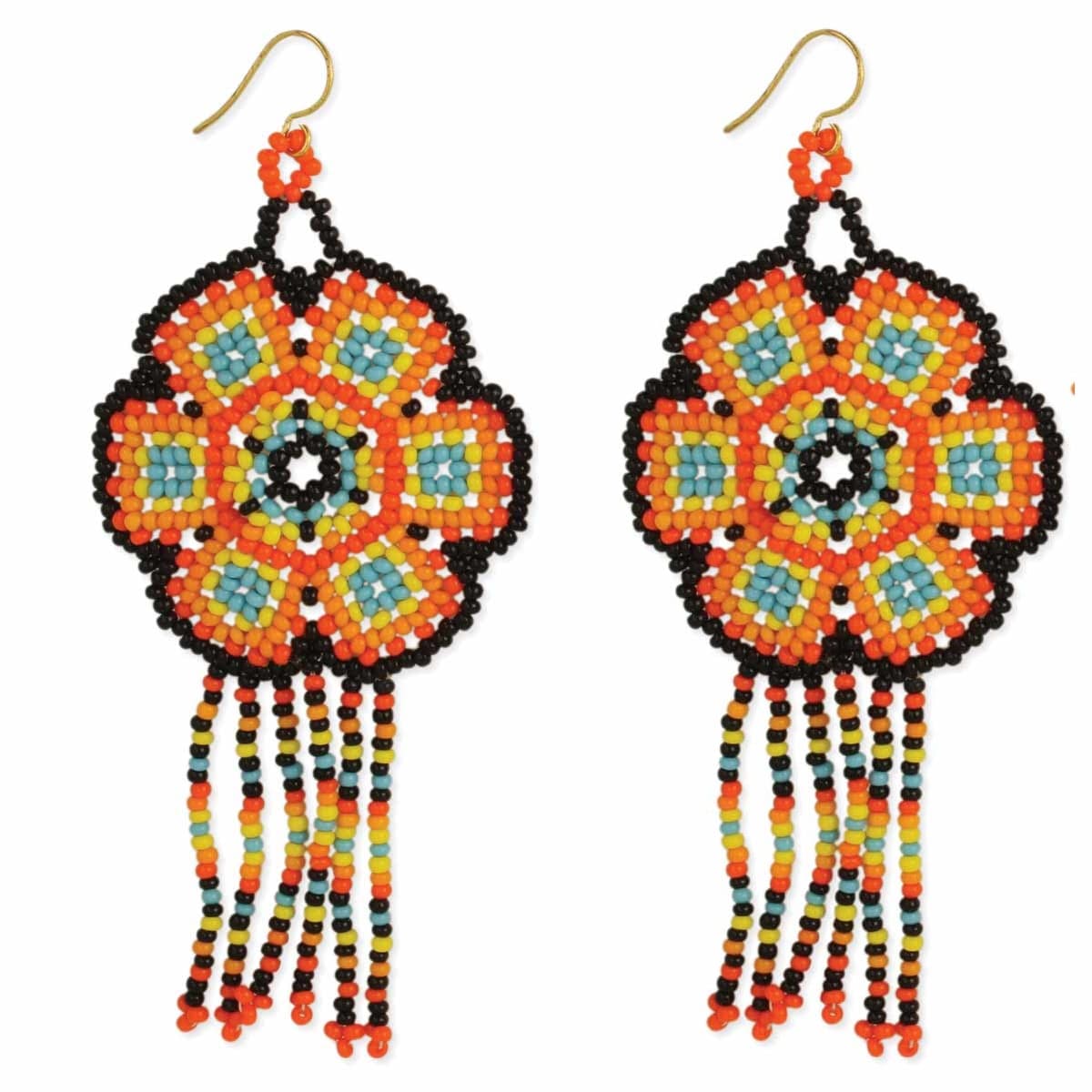 FLOWER BEADED DANGLEING EARRING