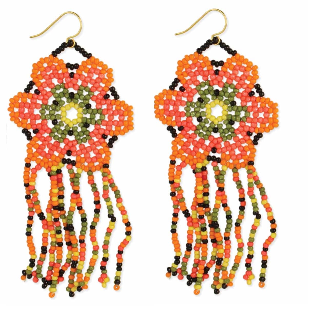 FLOWER BEADED DANGLEING EARRING