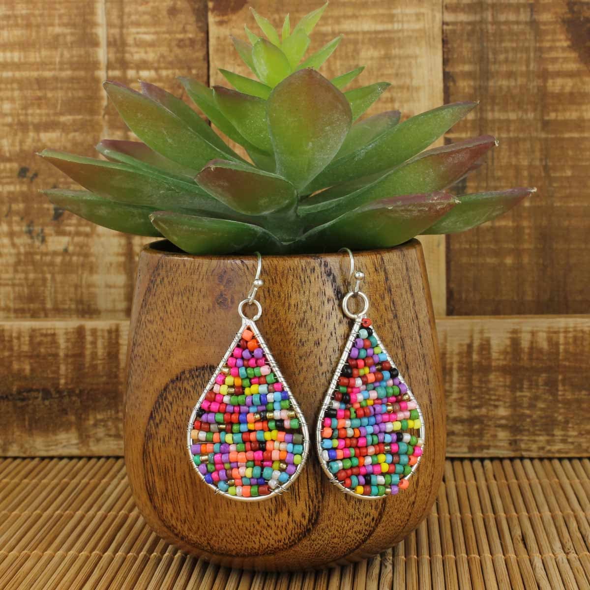 MULTI TEARDROP BEADED EARRING