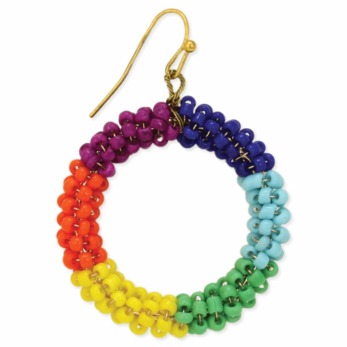 RAINBOW MULTI CIRCLE SHAPE SEED BEAD EARRING