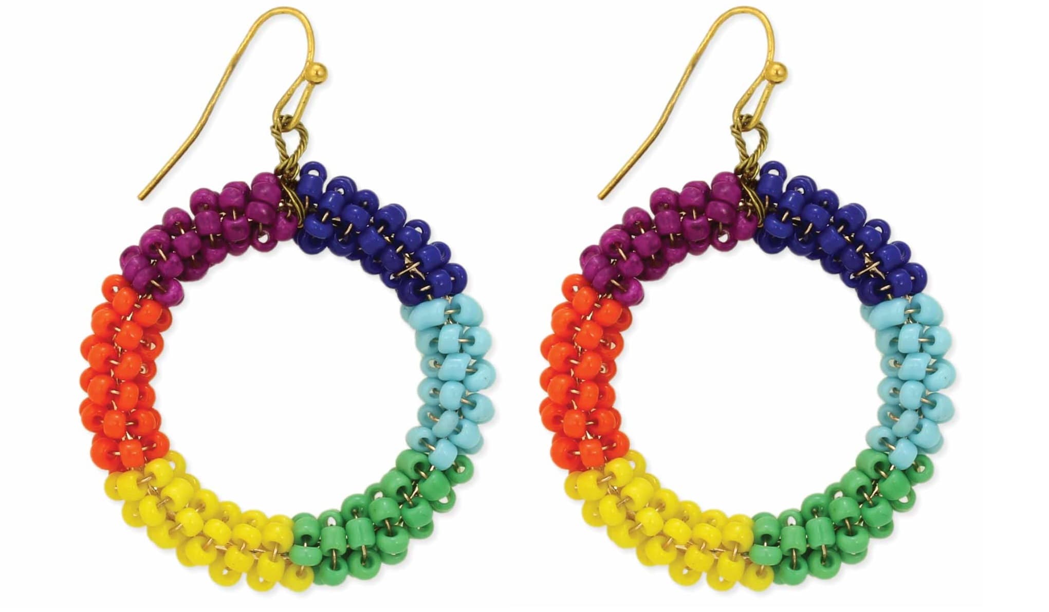 RAINBOW MULTI CIRCLE SHAPE SEED BEAD EARRING
