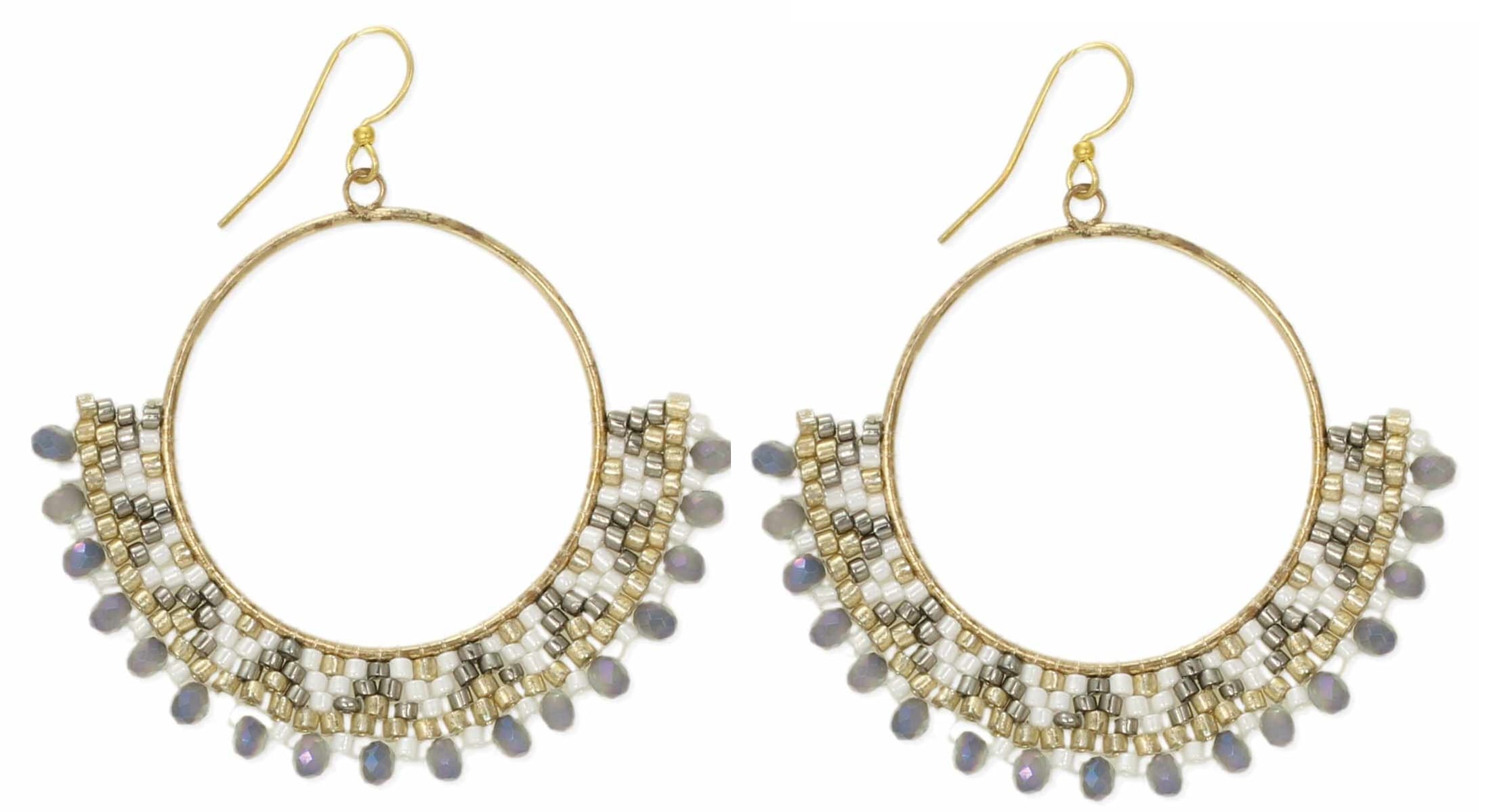 CIRCLE SHAPE WOVEN SEED BEAD EARRING