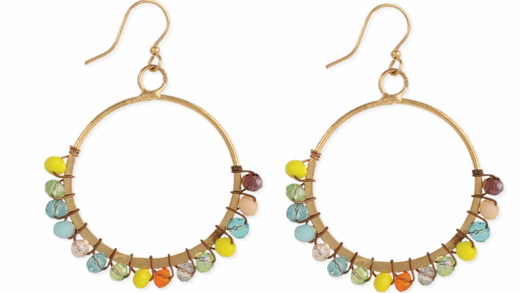 CIRCLE SHAPE MULTI GLASS BEAD EARRING