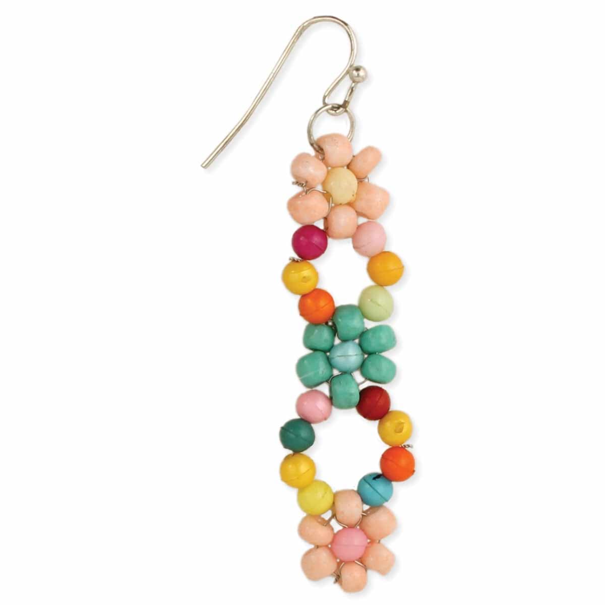 MULTI FLOWER DESIGN WOVEN EARRING