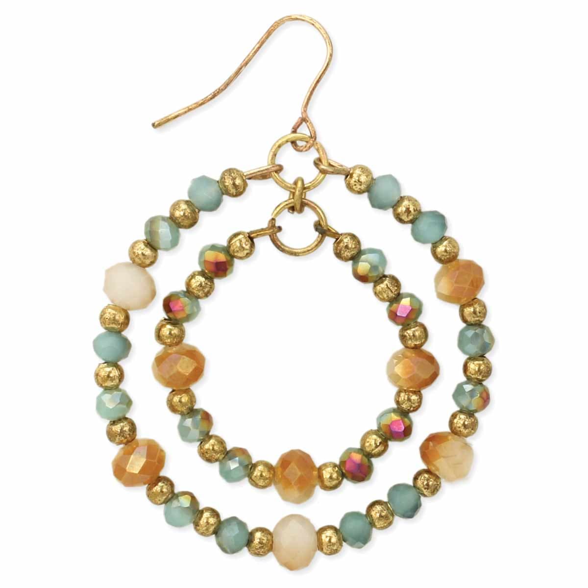 PEACH BLUE CIRCLE SHAPE BEAD EARRING