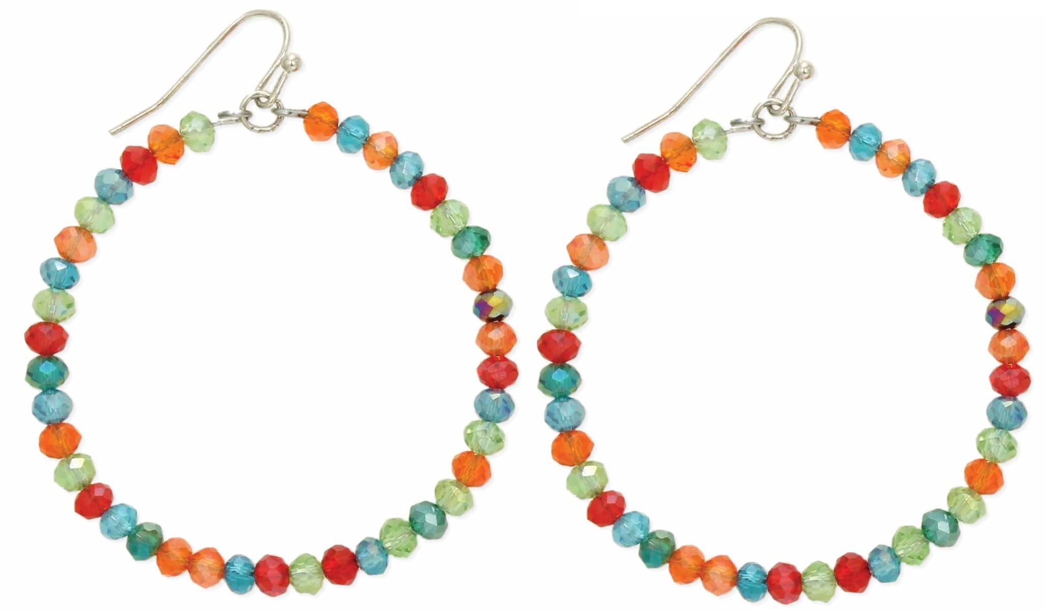 RAINBOW GLASS BEAD CIRCLE SHAPE EARRING