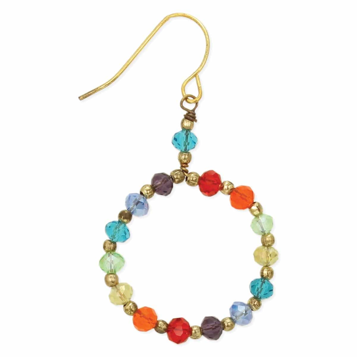 SMALL RAINBOW COLOR CIRCLE SHAPE SEED BEAD EARRING
