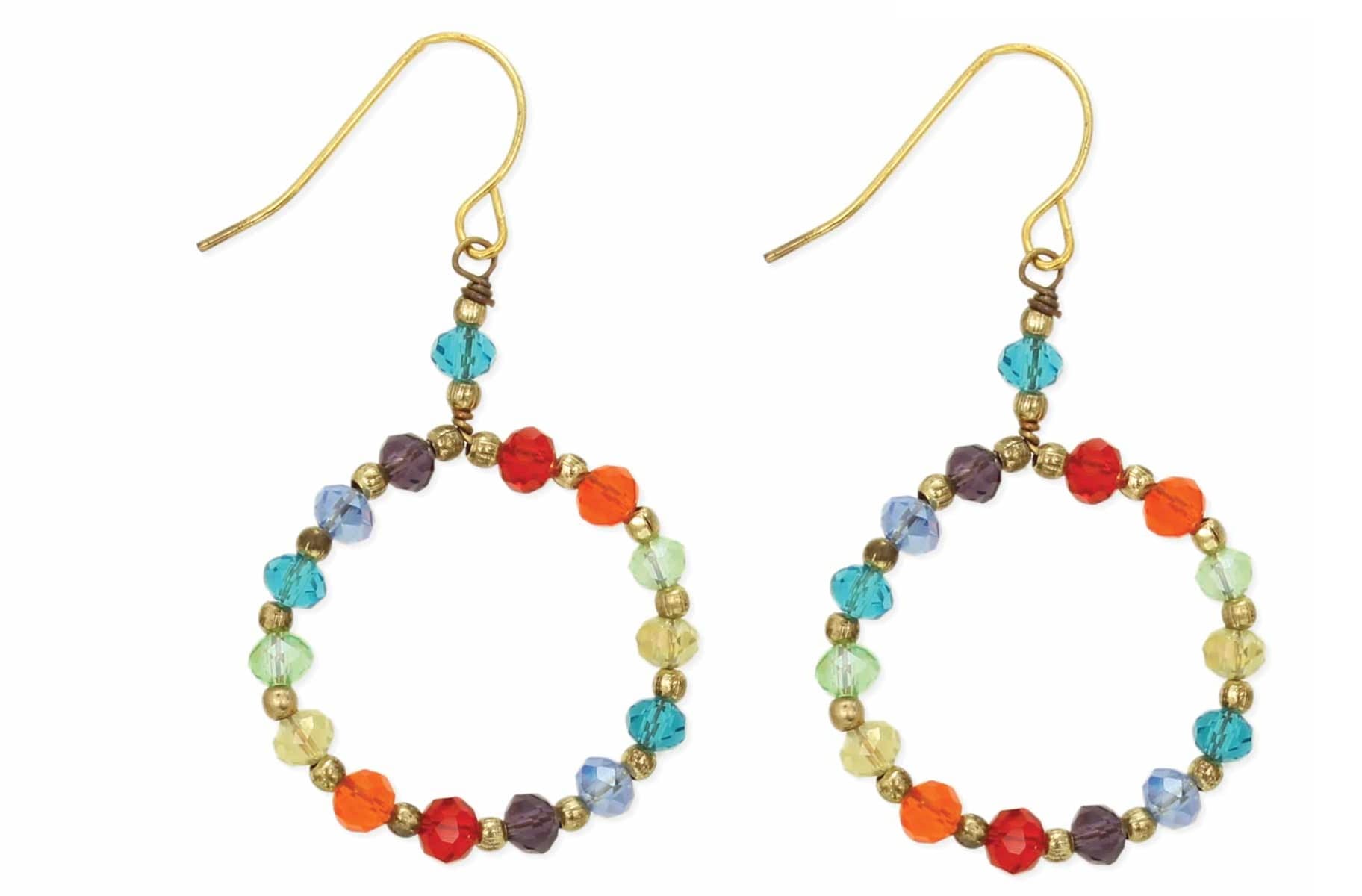 SMALL RAINBOW COLOR CIRCLE SHAPE SEED BEAD EARRING