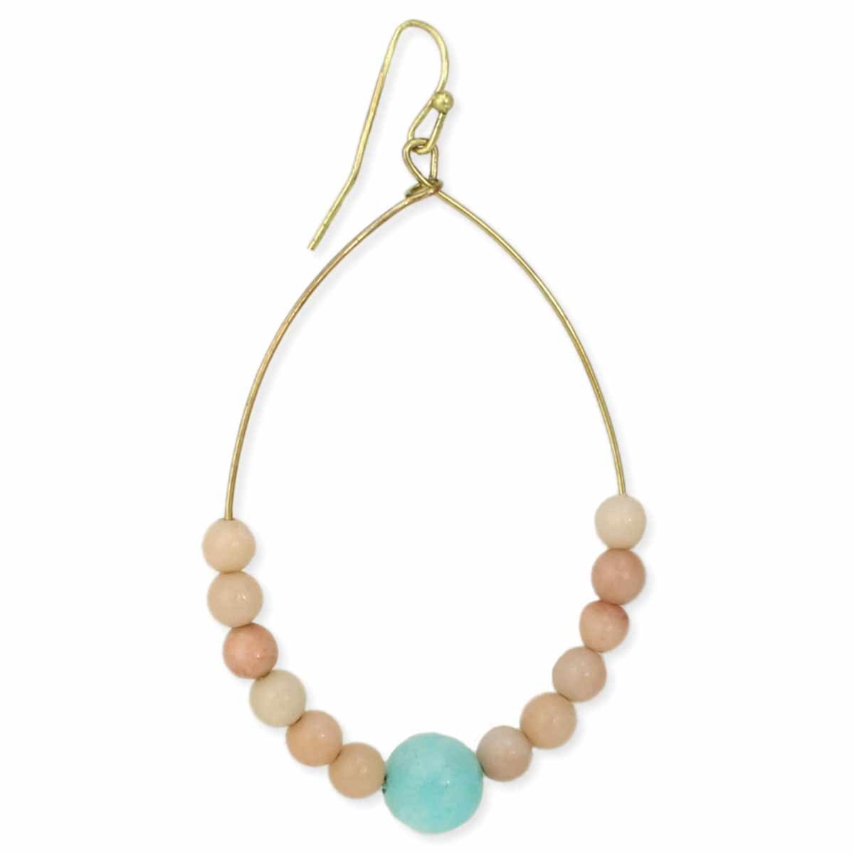 PEACH TURQ COLOR BEADED EARRING