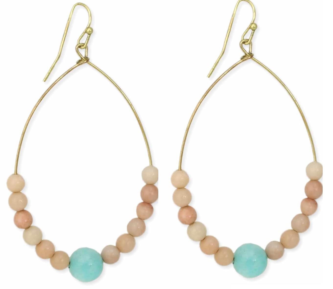 PEACH TURQ COLOR BEADED EARRING