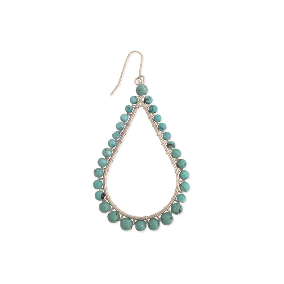TURQ CLAY BEAD TEARDROP EARRING