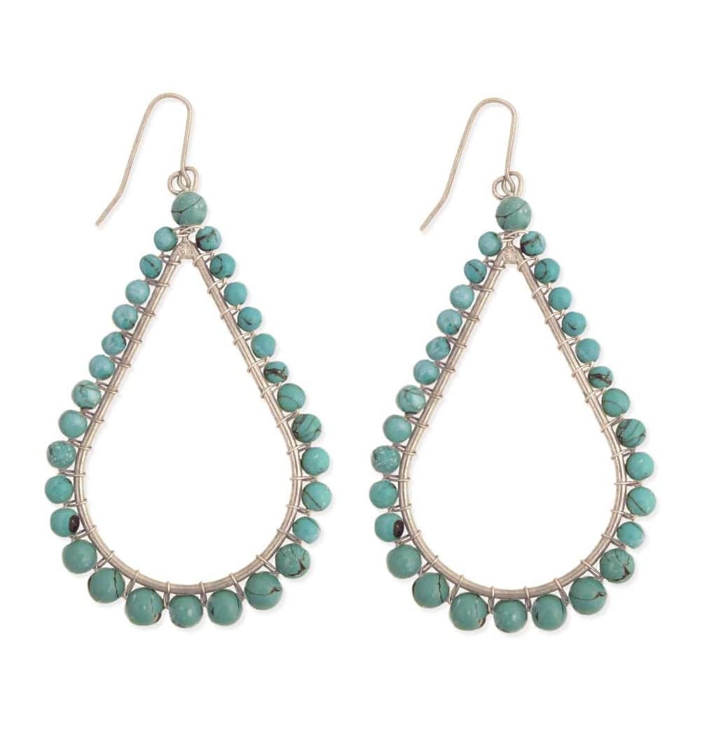 TURQ CLAY BEAD TEARDROP EARRING