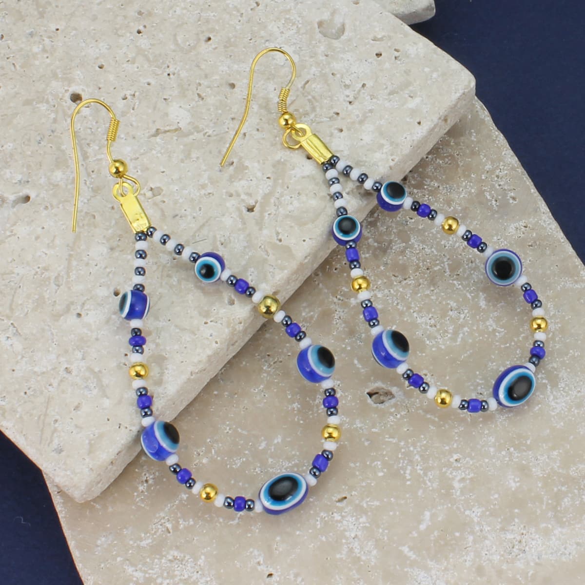 EVIL EYE TEARDROP DANGLE EARRING