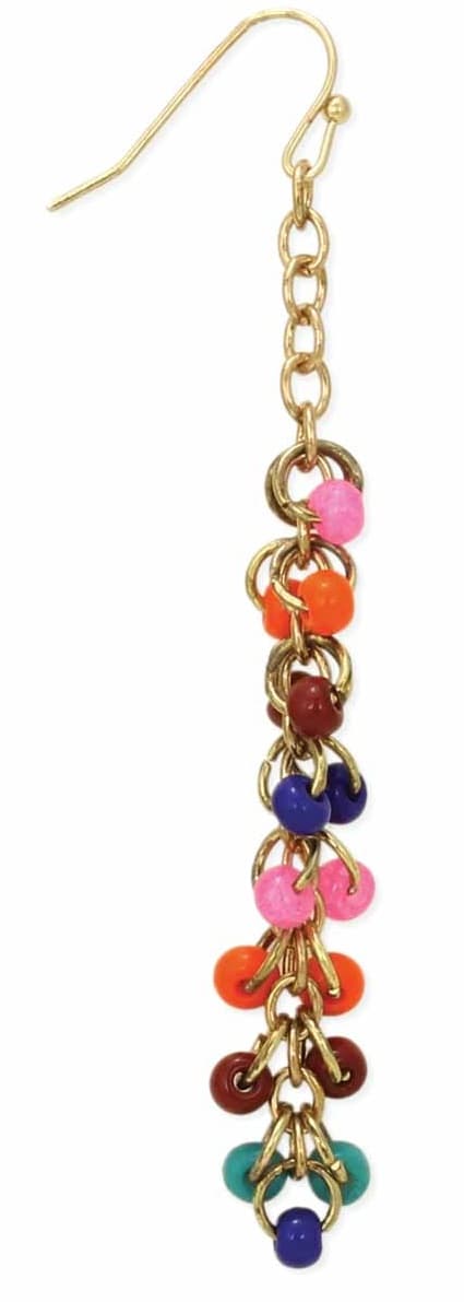 RAINBOW DROPS BEAD CLUSTER LINEAR EARRING