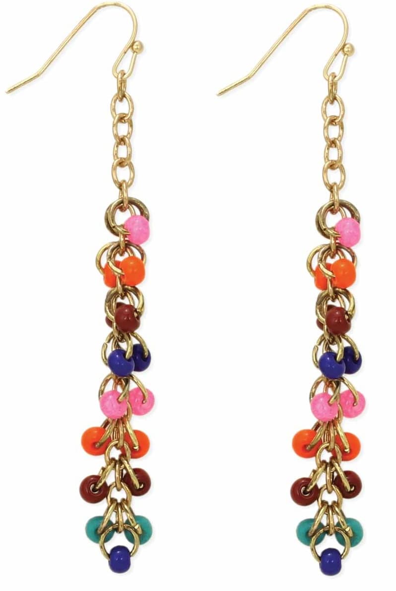RAINBOW DROPS BEAD CLUSTER LINEAR EARRING