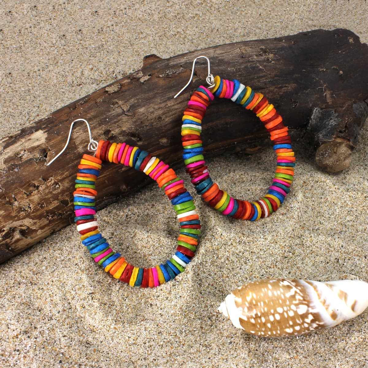 MULTI RUBBER BEADED TEARDROP DANGLE EARRING