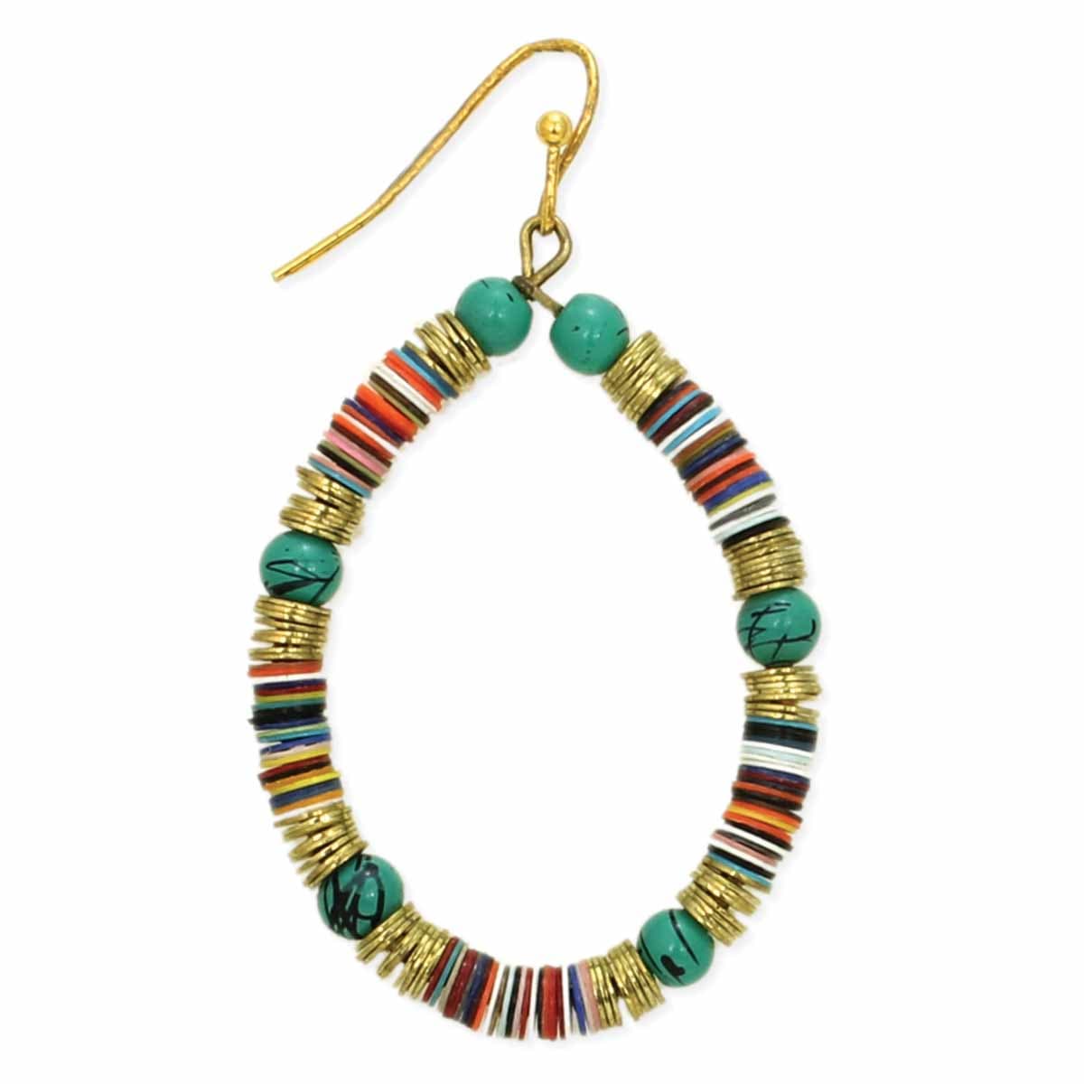 MULTI SEQUANCE BEADED TEARDROP DANGLE EARRING
