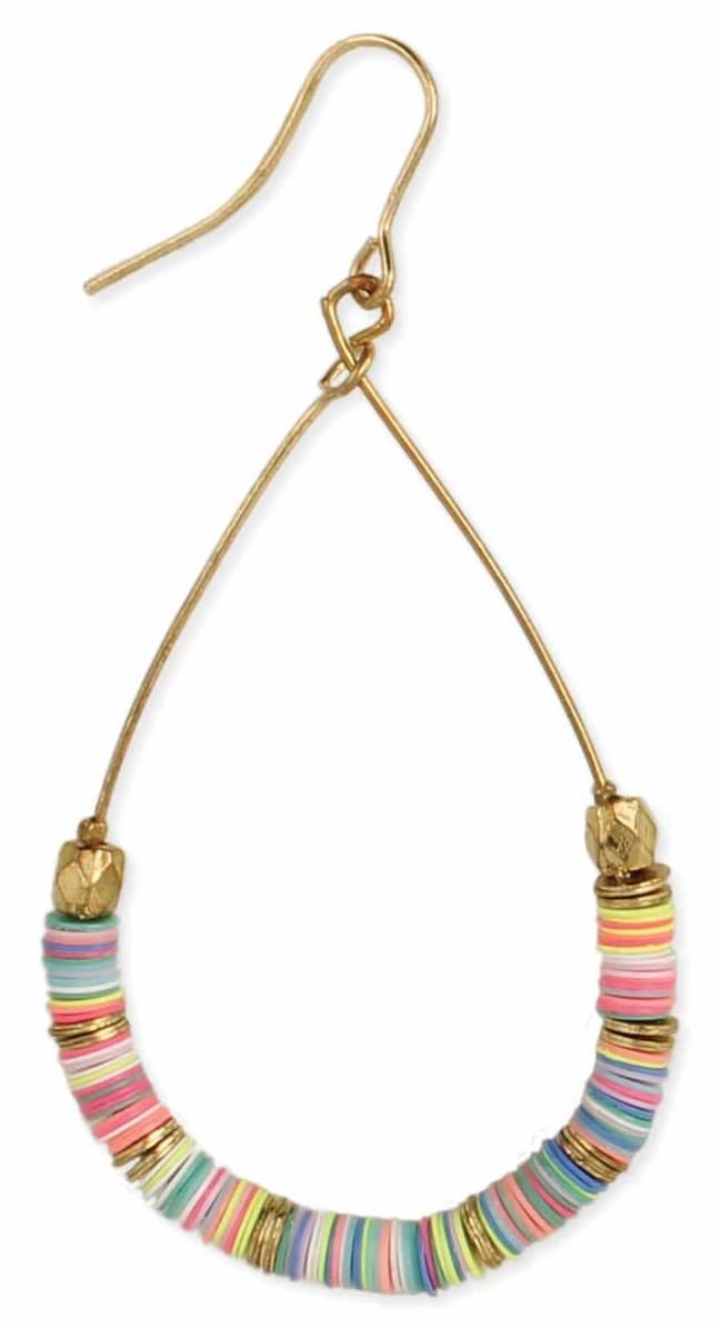 PASTEL COLOR SEQUANCE BEADED TEARDROP DANGLE EARRING