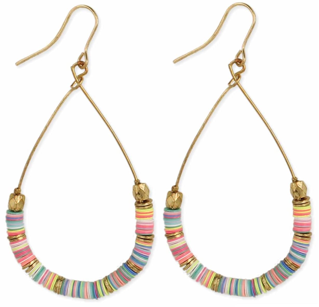 PASTEL COLOR SEQUANCE BEADED TEARDROP DANGLE EARRING
