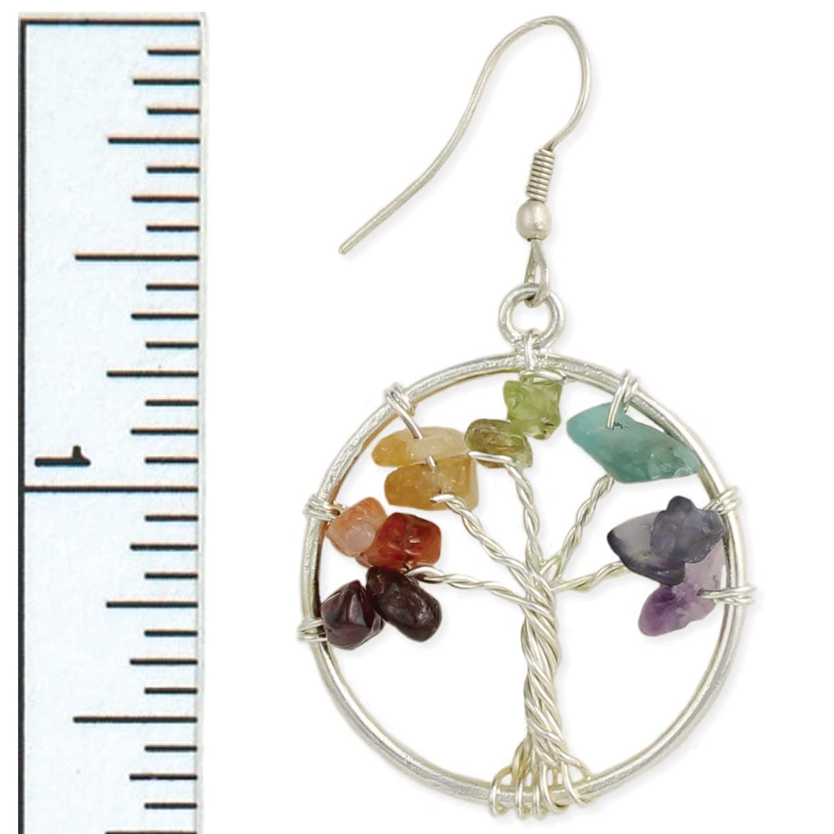 MULTI UNCUT BEADED TREE DESIGN ROUND EARRING