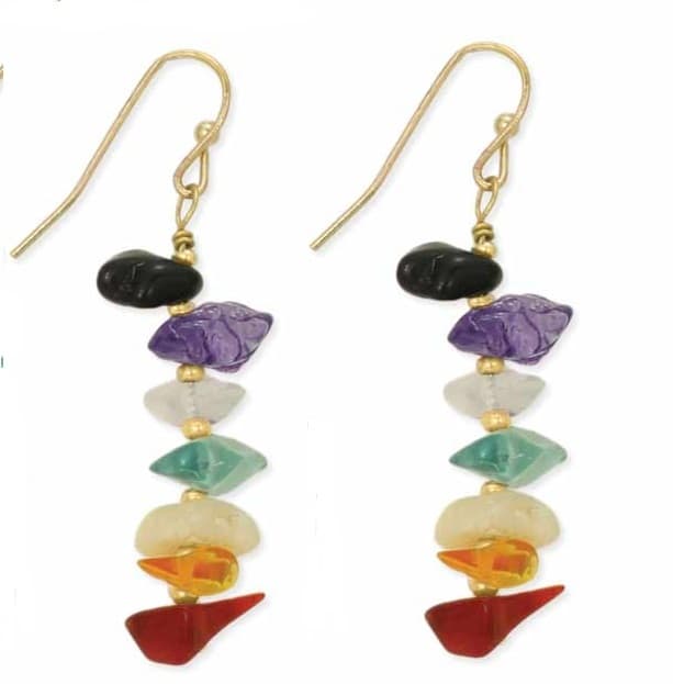 GEMSTONE BEADED LONG HOOK EARRING